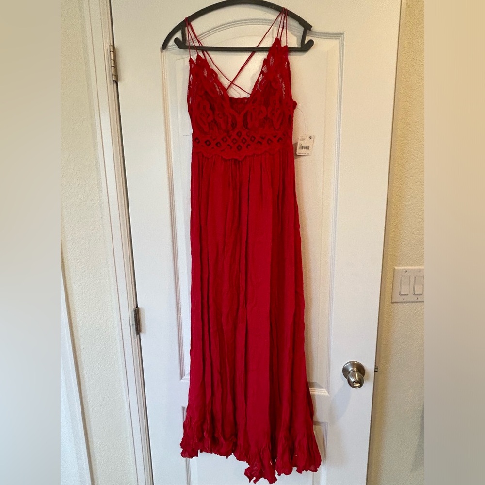 NWT Free People Adella Red Maxi Slip Dress - Picture 4 of 10